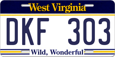 WV license plate DKF303
