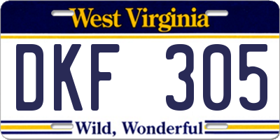 WV license plate DKF305