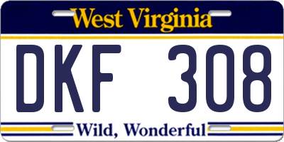 WV license plate DKF308