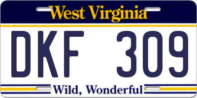 WV license plate DKF309