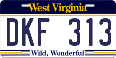 WV license plate DKF313