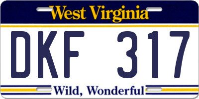 WV license plate DKF317