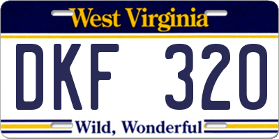 WV license plate DKF320