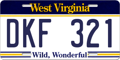 WV license plate DKF321