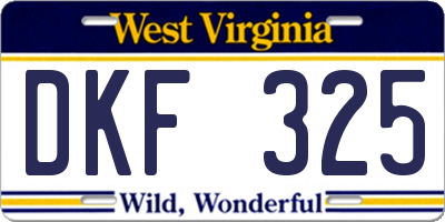 WV license plate DKF325