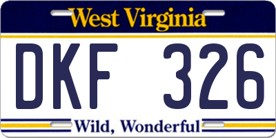 WV license plate DKF326