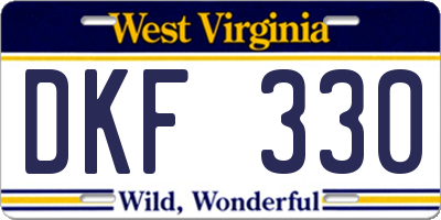 WV license plate DKF330