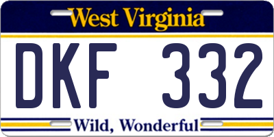 WV license plate DKF332