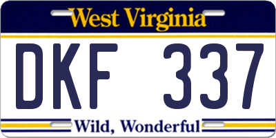 WV license plate DKF337