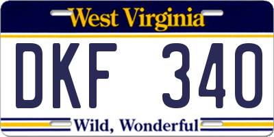 WV license plate DKF340