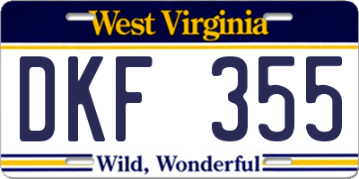 WV license plate DKF355