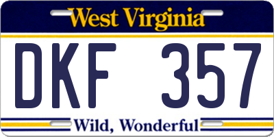 WV license plate DKF357