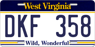 WV license plate DKF358