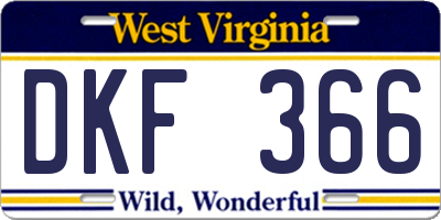 WV license plate DKF366