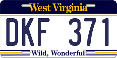 WV license plate DKF371