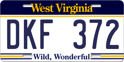 WV license plate DKF372