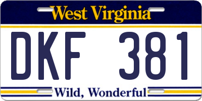 WV license plate DKF381