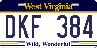 WV license plate DKF384
