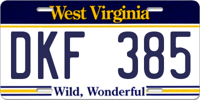WV license plate DKF385