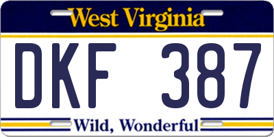 WV license plate DKF387