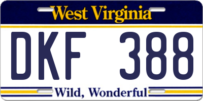 WV license plate DKF388