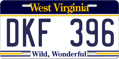 WV license plate DKF396