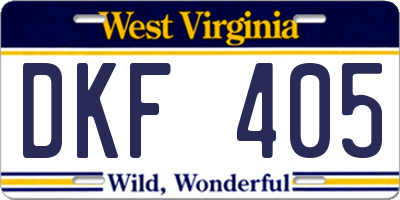 WV license plate DKF405