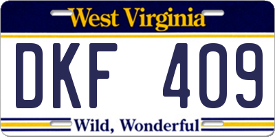 WV license plate DKF409