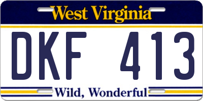 WV license plate DKF413