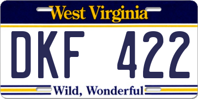 WV license plate DKF422