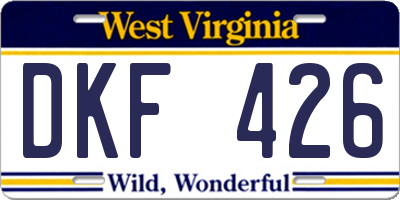 WV license plate DKF426