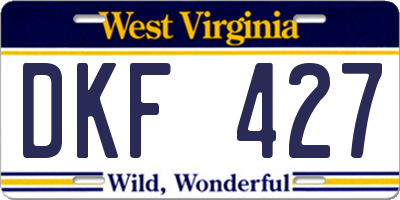 WV license plate DKF427