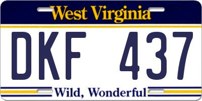 WV license plate DKF437