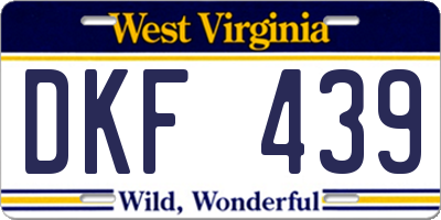 WV license plate DKF439