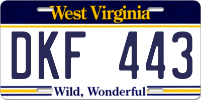 WV license plate DKF443
