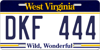 WV license plate DKF444