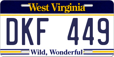WV license plate DKF449