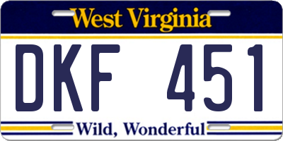 WV license plate DKF451