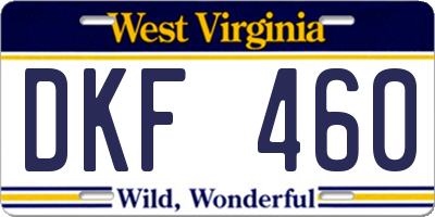 WV license plate DKF460