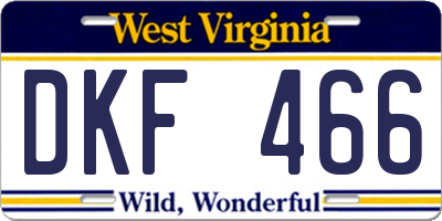WV license plate DKF466