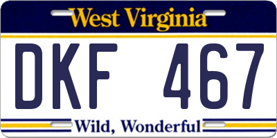 WV license plate DKF467