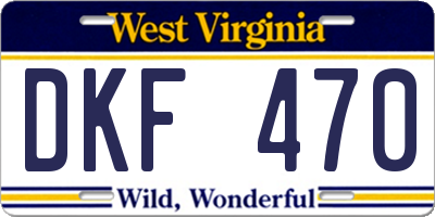WV license plate DKF470