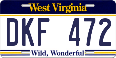 WV license plate DKF472