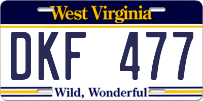 WV license plate DKF477