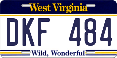 WV license plate DKF484