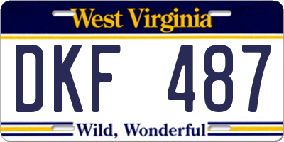 WV license plate DKF487