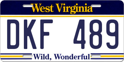 WV license plate DKF489