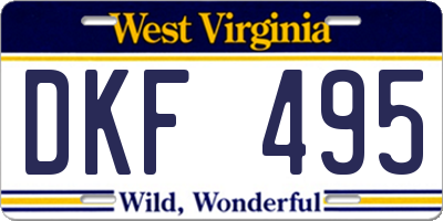 WV license plate DKF495