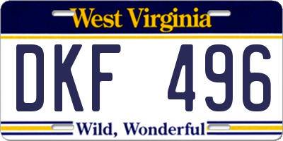 WV license plate DKF496