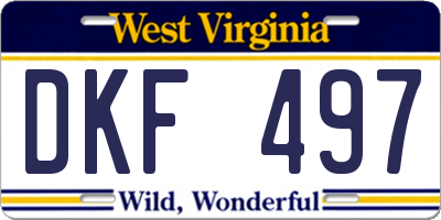 WV license plate DKF497